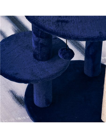 PawHut 104 cm Cat Tree, Cat Condo Tree Tower, Cat Activity Centre with Scratching Posts, Plush Perches, Hanging Ball - Blue - pic 147898 | FastDaddyshop