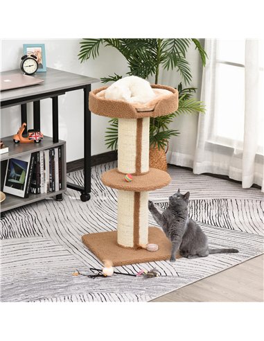 PawHut 91cm Cat Tower Scratching Posts Cat Tree for Indoor Cats Kitten Activity Centre Brown