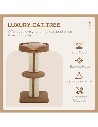 PawHut 91cm Cat Tower Scratching Posts Cat Tree for Indoor Cats Kitten Activity Centre Brown