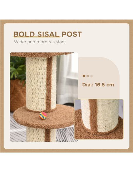 PawHut 91cm Cat Tower Scratching Posts Cat Tree for Indoor Cats Kitten Activity Centre Brown - pic 147904 | FastDaddyshop
