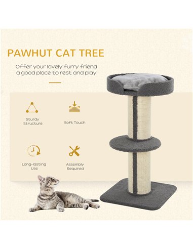 PawHut 91cm Cat Tower Scratching Posts Cat Tree for Indoor Cats Kitten Activity Centre Grey