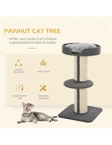 PawHut 91cm Cat Tower Scratching Posts Cat Tree for Indoor Cats Kitten Activity Centre Grey - pic 147911 | FastDaddyshop