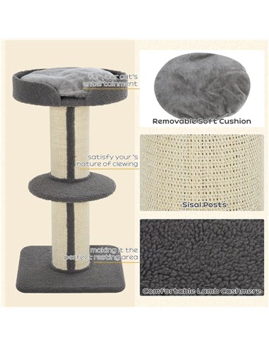 PawHut 91cm Cat Tower Scratching Posts Cat Tree for Indoor Cats Kitten Activity Centre Grey