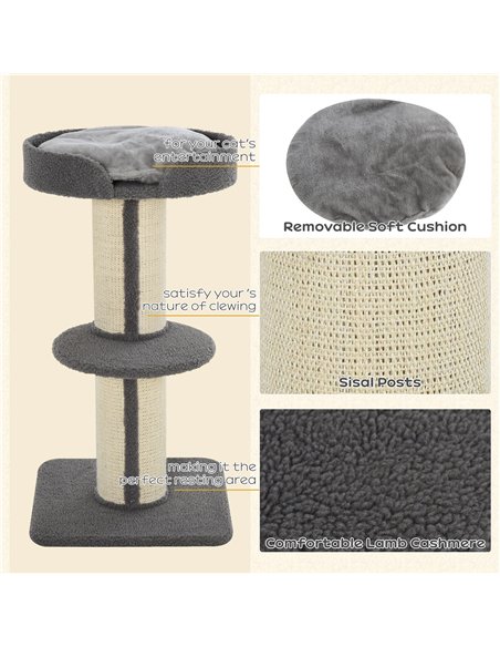 PawHut 91cm Cat Tower Scratching Posts Cat Tree for Indoor Cats Kitten Activity Centre Grey - pic 147912 | FastDaddyshop