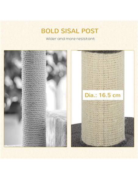 PawHut 91cm Cat Tower Scratching Posts Cat Tree for Indoor Cats Kitten Activity Centre Grey - pic 147913 | FastDaddyshop