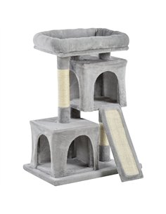 PawHut Cat Tree for Indoor Cats 83cm Cat Scratching Post Scratch Board Kitten Tower Climbing Frame Grey