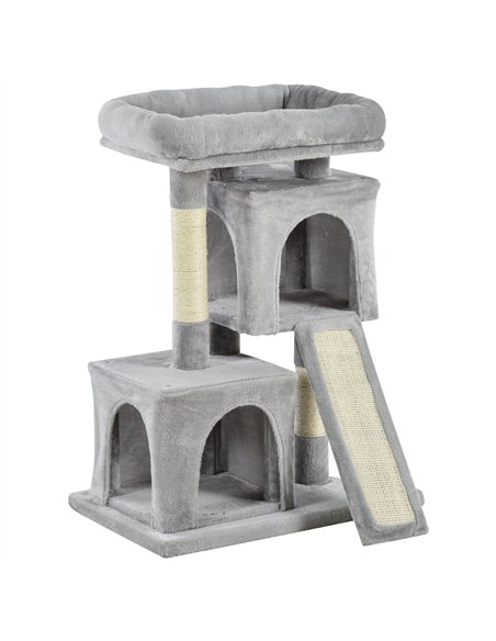 PawHut Cat Tree for Indoor Cats 83cm Cat Scratching Post Scratch Board Kitten Tower Climbing Frame Grey - pic 147917 | FastDaddyshop
