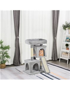 PawHut Cat Tree for Indoor Cats 83cm Cat Scratching Post Scratch Board Kitten Tower Climbing Frame Grey 2