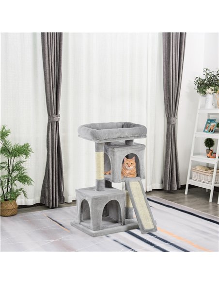 PawHut Cat Tree for Indoor Cats 83cm Cat Scratching Post Scratch Board Kitten Tower Climbing Frame Grey - pic 147918 | FastDaddyshop
