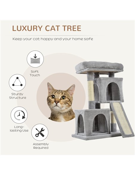 PawHut Cat Tree for Indoor Cats 83cm Cat Scratching Post Scratch Board Kitten Tower Climbing Frame Grey - pic 147920 | FastDaddyshop