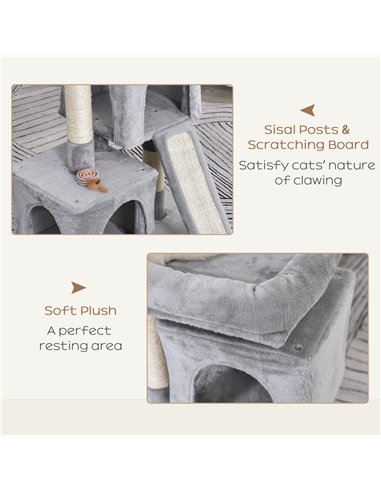PawHut Cat Tree for Indoor Cats 83cm Cat Scratching Post Scratch Board Kitten Tower Climbing Frame Grey