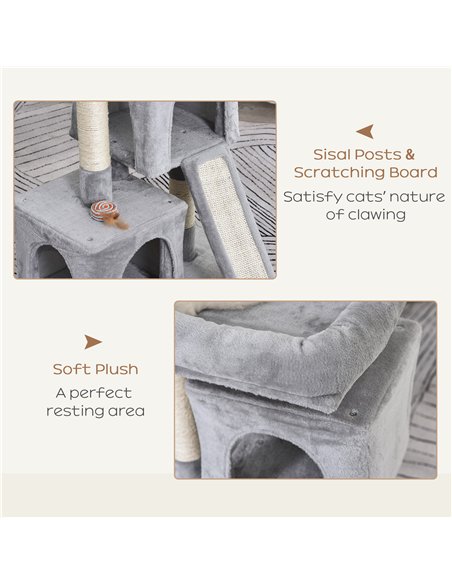 PawHut Cat Tree for Indoor Cats 83cm Cat Scratching Post Scratch Board Kitten Tower Climbing Frame Grey - pic 147921 | FastDaddyshop