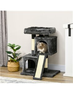 PawHut Cat Tree for Indoor Cats 83cm Cat Scratching Post Scratch Board Kitten Tower Climbing Frame Black 2