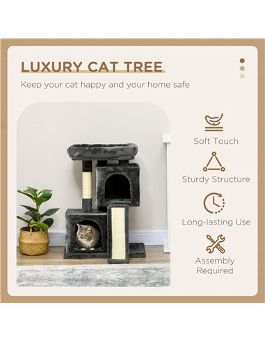PawHut Cat Tree for Indoor Cats 83cm Cat Scratching Post Scratch Board Kitten Tower Climbing Frame Black
