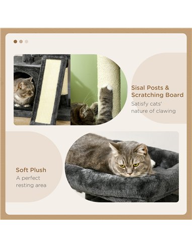 PawHut Cat Tree for Indoor Cats 83cm Cat Scratching Post Scratch Board Kitten Tower Climbing Frame Black