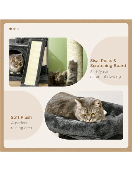 PawHut Cat Tree for Indoor Cats 83cm Cat Scratching Post Scratch Board Kitten Tower Climbing Frame Black - pic 147930 | FastDaddyshop