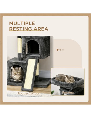 PawHut Cat Tree for Indoor Cats 83cm Cat Scratching Post Scratch Board Kitten Tower Climbing Frame Black