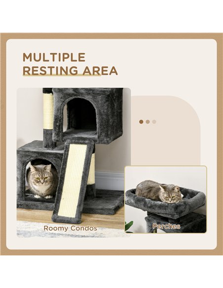 PawHut Cat Tree for Indoor Cats 83cm Cat Scratching Post Scratch Board Kitten Tower Climbing Frame Black - pic 147931 | FastDaddyshop