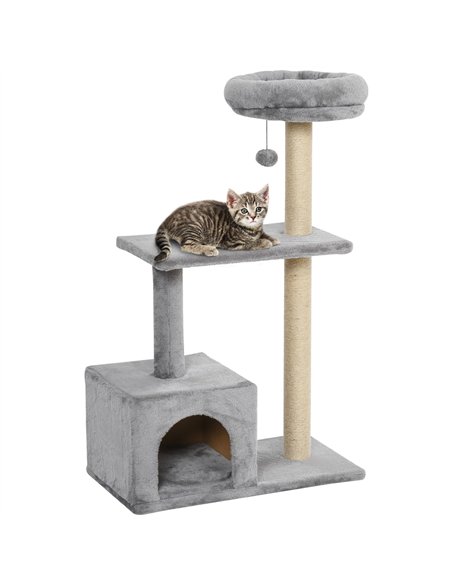 PawHut 96cm Cat Tree for Indoor Cats Condo Sisal Scratching Post Cat Tower Kitten Play House Dangling Ball Activity Center Furni - pic 147935 | FastDaddyshop