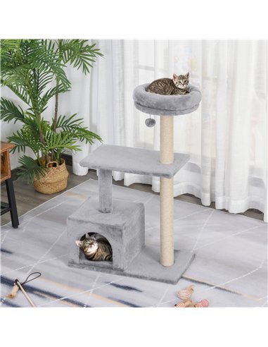 PawHut 96cm Cat Tree for Indoor Cats Condo Sisal Scratching Post Cat Tower Kitten Play House Dangling Ball Activity Center Furni