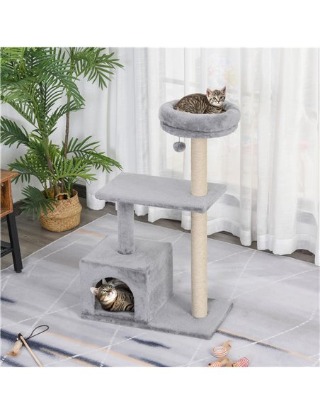 PawHut 96cm Cat Tree for Indoor Cats Condo Sisal Scratching Post Cat Tower Kitten Play House Dangling Ball Activity Center Furni - pic 147936 | FastDaddyshop