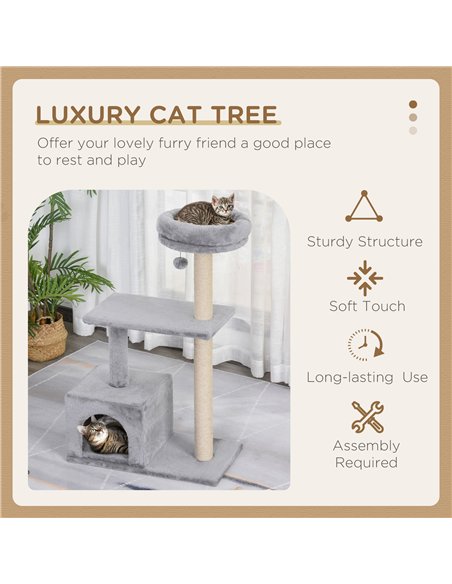 PawHut 96cm Cat Tree for Indoor Cats Condo Sisal Scratching Post Cat Tower Kitten Play House Dangling Ball Activity Center Furni - pic 147938 | FastDaddyshop