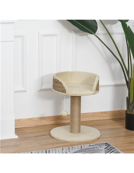 PawHut Cat Tree Cat Scratching Post for Indoor Cats Kitten Play Tower Activity Centre Climbing Stand with Dangling Ball Beige - pic 147945 | FastDaddyshop
