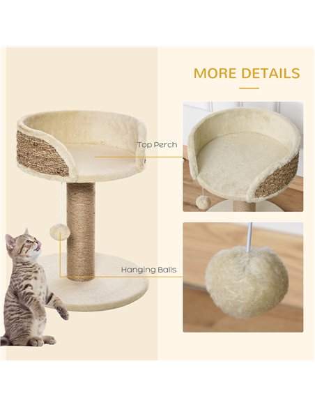 PawHut Cat Tree Cat Scratching Post for Indoor Cats Kitten Play Tower Activity Centre Climbing Stand with Dangling Ball Beige - pic 147948 | FastDaddyshop