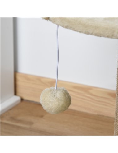 PawHut Cat Tree Cat Scratching Post for Indoor Cats Kitten Play Tower Activity Centre Climbing Stand with Dangling Ball Beige