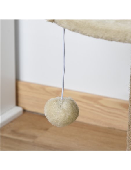 PawHut Cat Tree Cat Scratching Post for Indoor Cats Kitten Play Tower Activity Centre Climbing Stand with Dangling Ball Beige - pic 147952 | FastDaddyshop