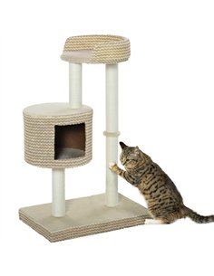 PawHut 96cm Cat Tree, Cat Condo Tree Tower for Indoor Cats, Cat Activity Centre with Scratching Posts, Plus Perch - Beige