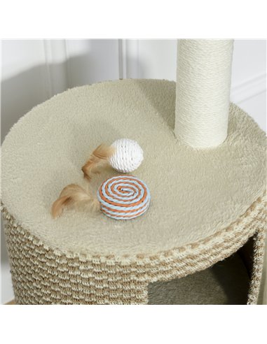 PawHut 96cm Cat Tree, Cat Condo Tree Tower for Indoor Cats, Cat Activity Centre with Scratching Posts, Plus Perch - Beige