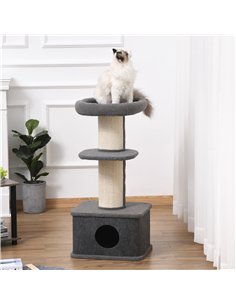 PawHut 96cm Cat Tree for Indoor Cats Kitten Tower Multi level Activity Center Pet Furniture with Sisal Scratching Post Condo Rem 2