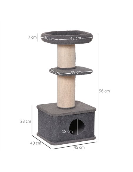 PawHut 96cm Cat Tree for Indoor Cats Kitten Tower Multi level Activity Center Pet Furniture with Sisal Scratching Post Condo Rem - pic 147964 | FastDaddyshop