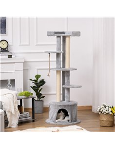 PawHut Cat Tree for Indoor Cats Kitten Tower Multi-level Activity Centre Pet Furniture with Scratching Post Condo Hanging Ropes  2