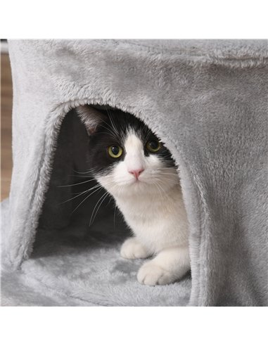 PawHut Cat Tree for Indoor Cats Kitten Tower Multi-level Activity Centre Pet Furniture with Scratching Post Condo Hanging Ropes 