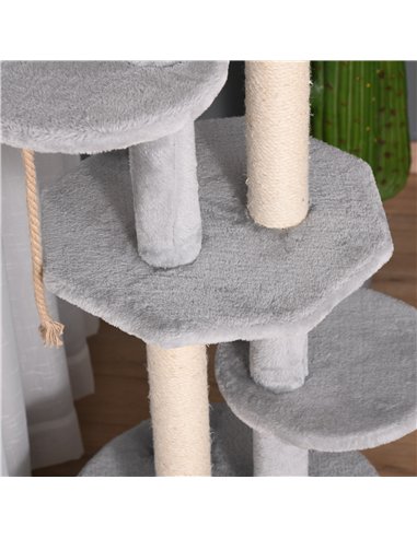 PawHut Cat Tree for Indoor Cats Kitten Tower Multi-level Activity Centre Pet Furniture with Scratching Post Condo Hanging Ropes 