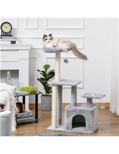PawHut Cat Tree Tower for Indoor Cats 114cm Climbing Activity Centre Kitten with Sisal Scratching Post Perch Hanging Ball Condo  2