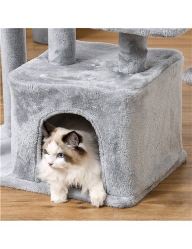 PawHut Cat Tree Tower for Indoor Cats 114cm Climbing Activity Centre Kitten with Sisal Scratching Post Perch Hanging Ball Condo 