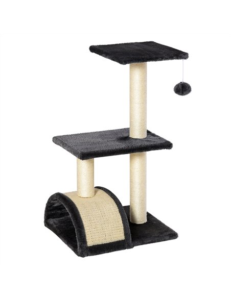 PawHut 72cm Cat Tree with Scratching Post, Pad for Indoor Cats - Black - pic 147989 | FastDaddyshop