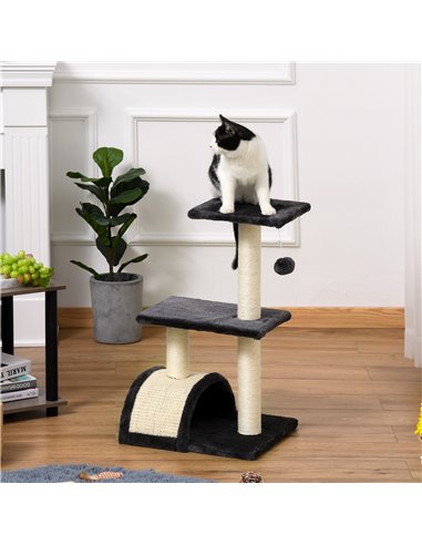 PawHut 72cm Cat Tree with Scratching Post, Pad for Indoor Cats - Black