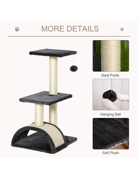 PawHut 72cm Cat Tree with Scratching Post, Pad for Indoor Cats - Black - pic 147993 | FastDaddyshop