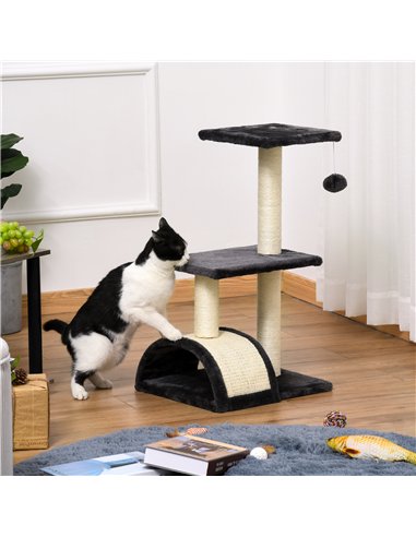 PawHut 72cm Cat Tree with Scratching Post, Pad for Indoor Cats - Black