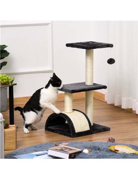 PawHut 72cm Cat Tree with Scratching Post, Pad for Indoor Cats - Black - pic 147995 | FastDaddyshop