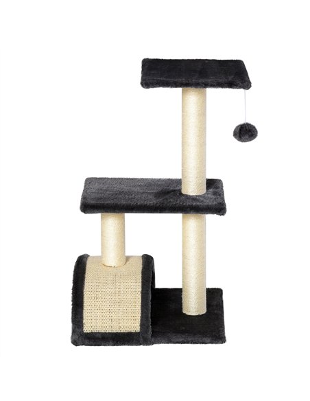 PawHut 72cm Cat Tree with Scratching Post, Pad for Indoor Cats - Black - pic 147996 | FastDaddyshop