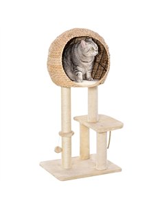 PawHut Cat Tree for Indoor Cats 100cm Kitten Climbing Tower Activity Center with Sisal Scratching Post Condo Perch Hanging Balls