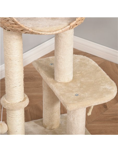 PawHut Cat Tree for Indoor Cats 100cm Kitten Climbing Tower Activity Center with Sisal Scratching Post Condo Perch Hanging Balls - pic 148005 | FastDaddyshop