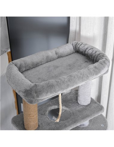 PawHut Cat Tree Tower for Indoor Cats 120cm Climbing Kitten Activity Center with Jute Scratching Post Perch Hanging Ball Hammock