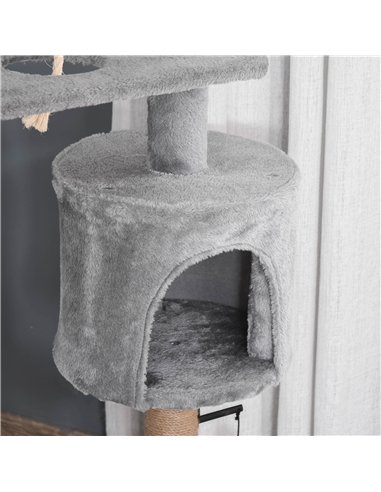 PawHut Cat Tree Tower for Indoor Cats 120cm Climbing Kitten Activity Center with Jute Scratching Post Perch Hanging Ball Hammock