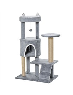 PawHut 100 cm Cat Tree, Cat Condo Tree Tower for Indoor Cats, Cat Activity Centre with Scratching Posts, Plush Perch, Ladder, Ha